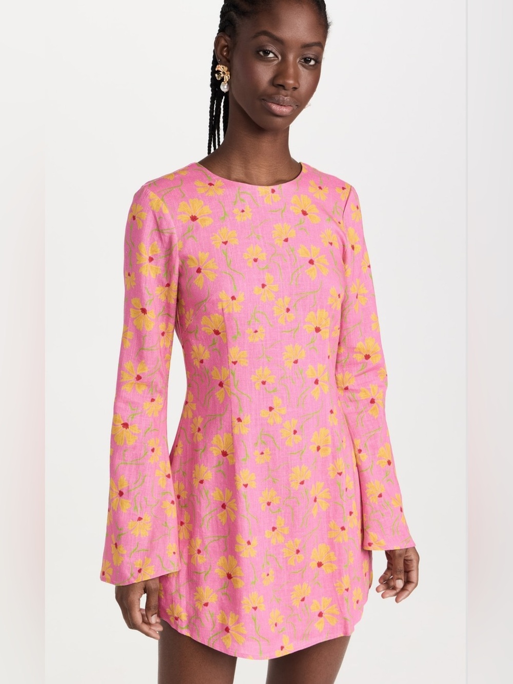 The Wolf Gang Marli Mini Dress in candy floral print w/ bell sleeves M